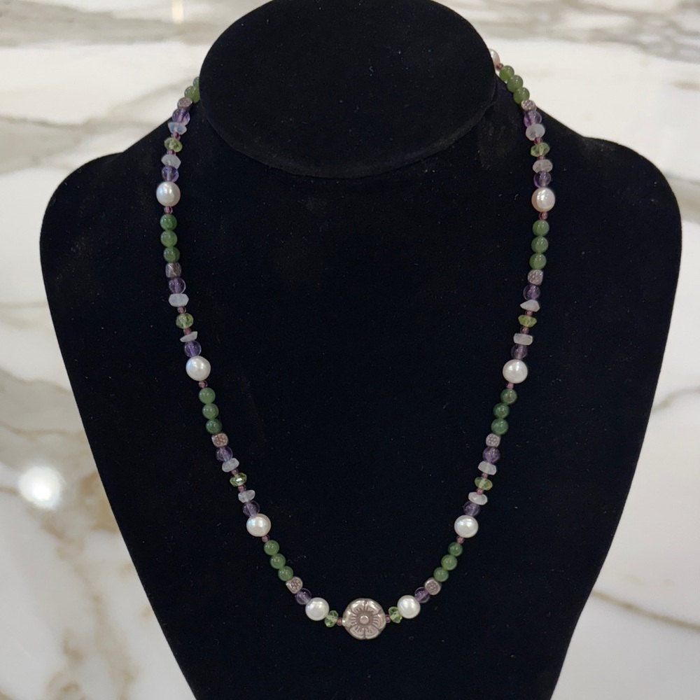 Sundance Catalog Pearl, Jade, Amethyst, Moonstone, etc Sterling Necklace—New!